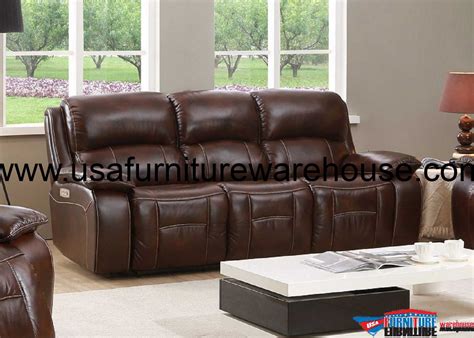 Westminster Genuine Leather Power Reclining Sofa With Power Headrest