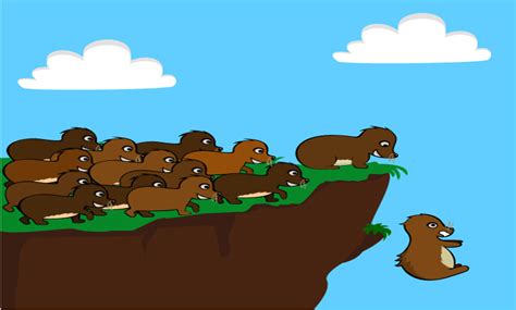 Lemming Jumping Off Cliff