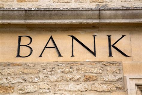 Premium Photo | Bank sign on building facade