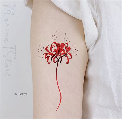 Red Spider Lily Flower Temporary Tattoo Nature Tattoo Gift - Etsy