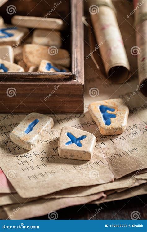 Vintage Divination by Rune Stones Made of Celtic Language Stock Photo ...