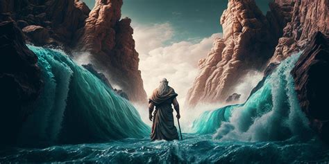 Moses Parting the Red Sea A Dramatic Illustration of the Biblical Story ...