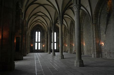 Le Mont Saint Michel Abbey Salle des Hotes Interior Northern France ...