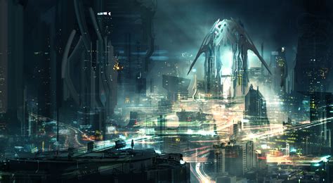 Futuristic Sci-Fi Cityscape - 4K Ultra HD Wallpaper by Vincentius Matthew