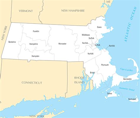 Massachusetts County Map - Mapsof.Net