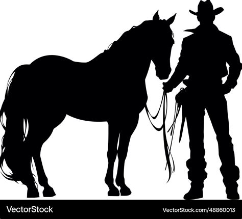 Cowboy silhouette in horse stallion Royalty Free Vector