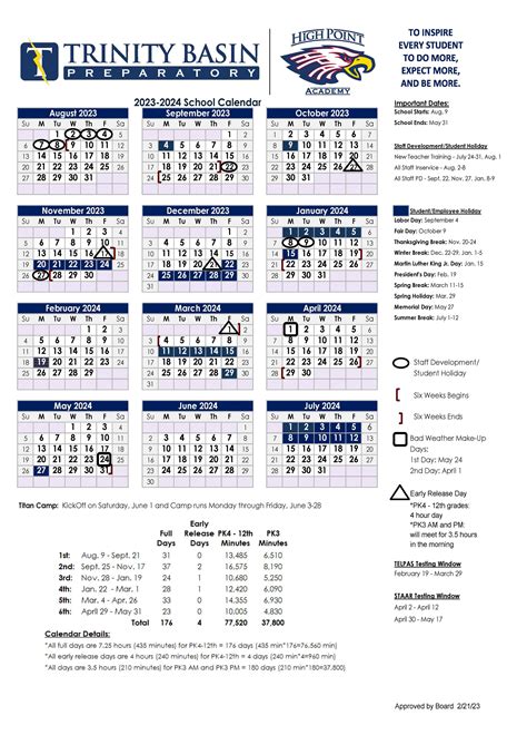 Trinity Basin Preparatory / District Calendar