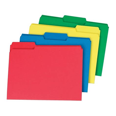 MyOfficeInnovations Colored Top-Tab File Folders 3 Tab Assorted Colors ...