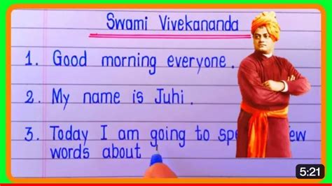 10 Lines Speech On Swami Vivekananda In English Writing - Learn - YouTube