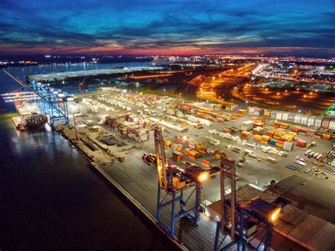 Aerial View of Port of Philadelphia at Night Stock Photo - Image of ...