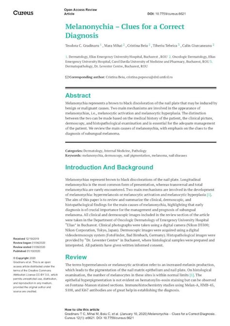 (PDF) Diagnosis Melanonychia – Clues for a Correct...Longitudinal ...