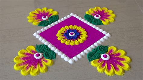 Square Rangoli Design For Diwali Images | 24 Examples