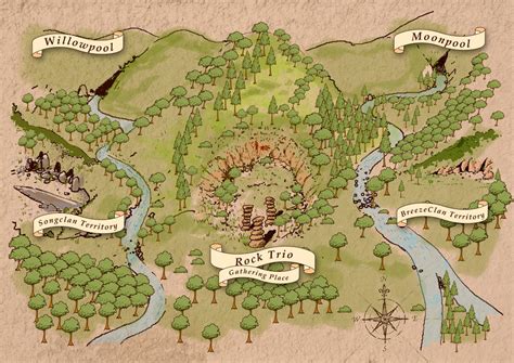 Warrior Cats Clan Territory Map by Daeruth35 on DeviantArt