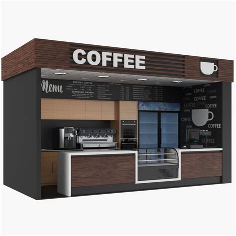 Coffee kiosk model - TurboSquid 1494635 | Container coffee shop, Cafe shop design, Kiosk design