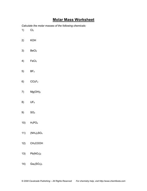 Mole calculation worksheet - leqwerpie