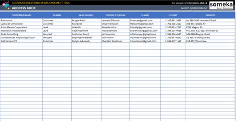 Excel CRM Template for Customer Relationship Management