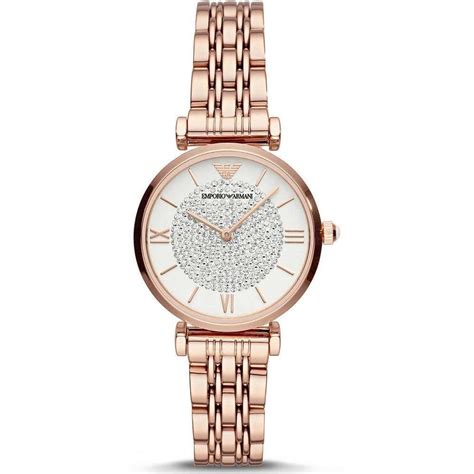 Emporio Armani AR11244 Ladies Rose Gold Gianni T-Bar Watch - Womens ...