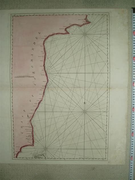 an 18th-Century colored engraved map of the Coast of Coromandel, size ...