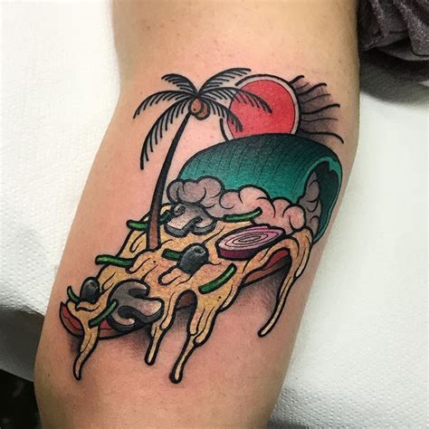 Exotic slice of pizza tattoo - Tattoogrid.net