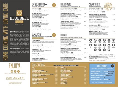 Bluebell Menu – Bluebell Bistro