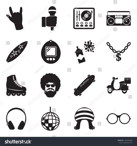 Pop Culture Icons Black Flat Design Stock Vector (Royalty Free ...