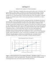 Lab Report standard curve.docx - Lab Report # 2 Standard Curve Analysis ...