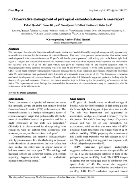 (PDF) Conservative Treatment of Peri-apical Cementoblastoma Case