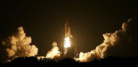 HD wallpaper: Space shuttle taking off during night time, STS-128 ...