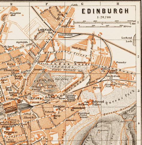 Old Map of Edinburgh Scotland 1890 - OLD MAPS AND VINTAGE PRINTS