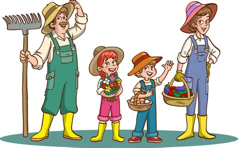 happy farmer family cartoon character vector illustration 12576890 ...