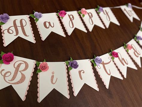 Floral Happy Birthday Banner Floral Birthday Banner Floral - Etsy