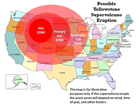 Yellowstone Caldera Eruption Damage Map - London Top Attractions Map