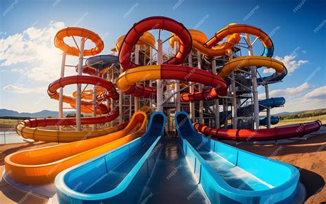 Premium AI Image | Beautiful empty water park with colorful water slides