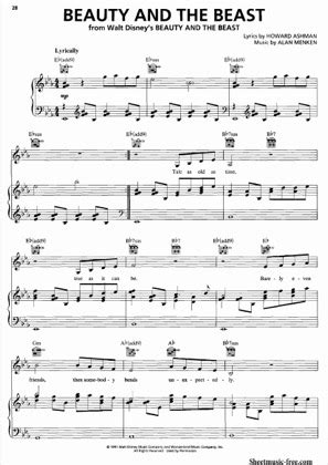 Beauty And The Beast - Beauty And The Beast Free Piano Sheet Music PDF