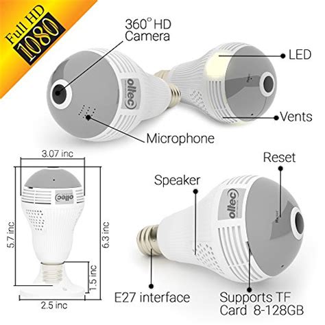 Light Camera Security 1080p WiFi Wireless Smart spy Bulb Camera Home ...