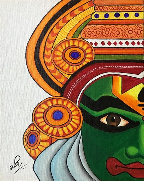 KATHAKALI HALF FACE ART (ART_5557_66839) Handpainted Art Painting 24in ...