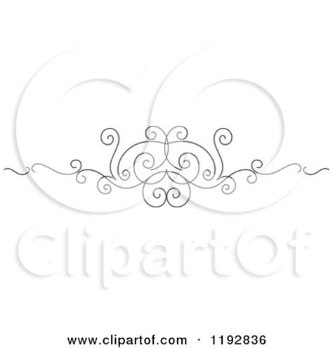 Clipart of a Black and White Ornate Swirl Border Design Element 4 ...