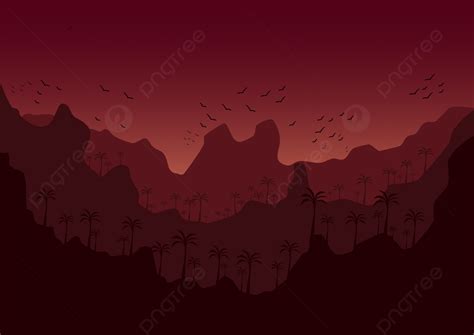 Cartoon Landscape Mountain Vector Sunset Nature Background, Mountain ...