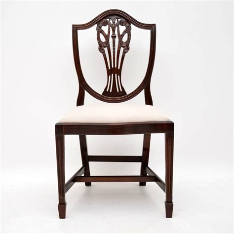 Set of 8 Antique Sheraton Style Mahogany Shield Back Dining Chairs ...