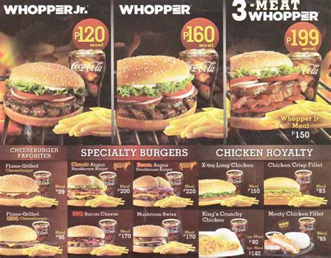 Burger King Menu, Menu for Burger King, Alabang, Muntinlupa City ...