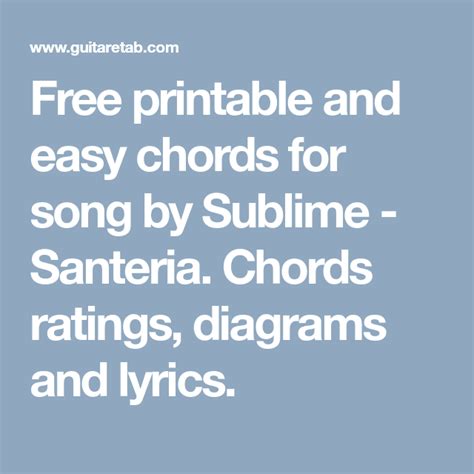 Free printable and easy chords for song by Sublime - Santeria. Chords ...