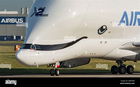 Airbus Beluga XL landing at Airbus Broughton cheshire Stock Photo - Alamy