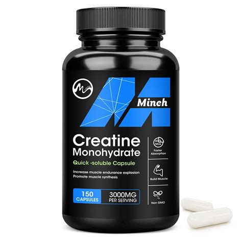 Minch Creatine Capsules Creatine Monohydrate Gain Strength Build Muscle ...