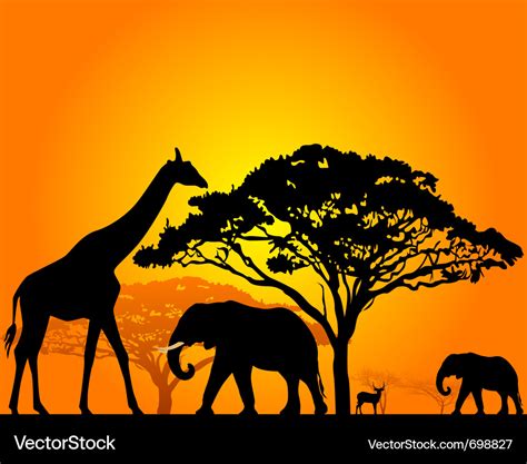 African safari silhouette Royalty Free Vector Image