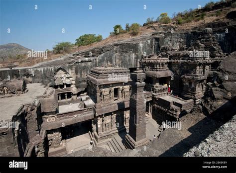 View of the Kailasa Temple complex as seen from above, Ellora ...