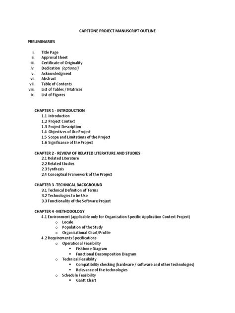 Capstone Project Manuscript Outline | Specification (Technical Standard ...