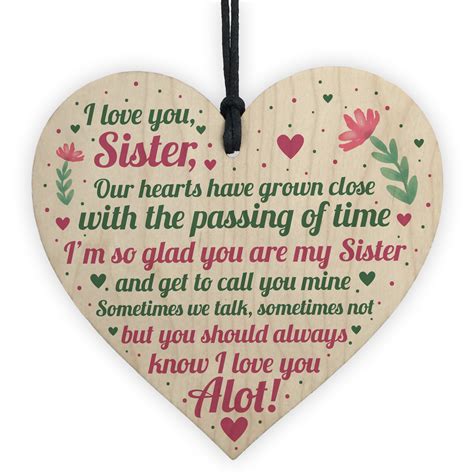 Sister Birthday Cards Christmas Gifts Sister Decoration Wooden Heart ...