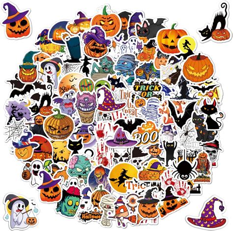 Amazon.com: Halloween Stickers, Pumpkin Ghost Witch Bat Gnome Holiday ...