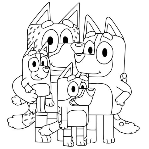 Printable Bluey Family Colouring Pages