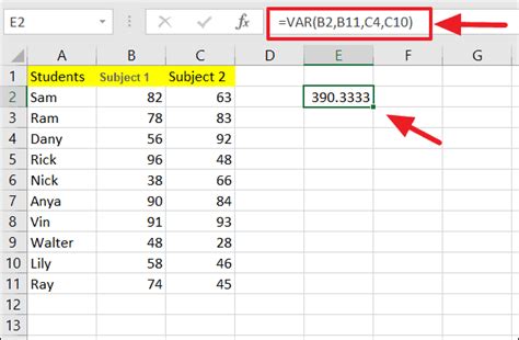 How to Calculate Variance in Excel